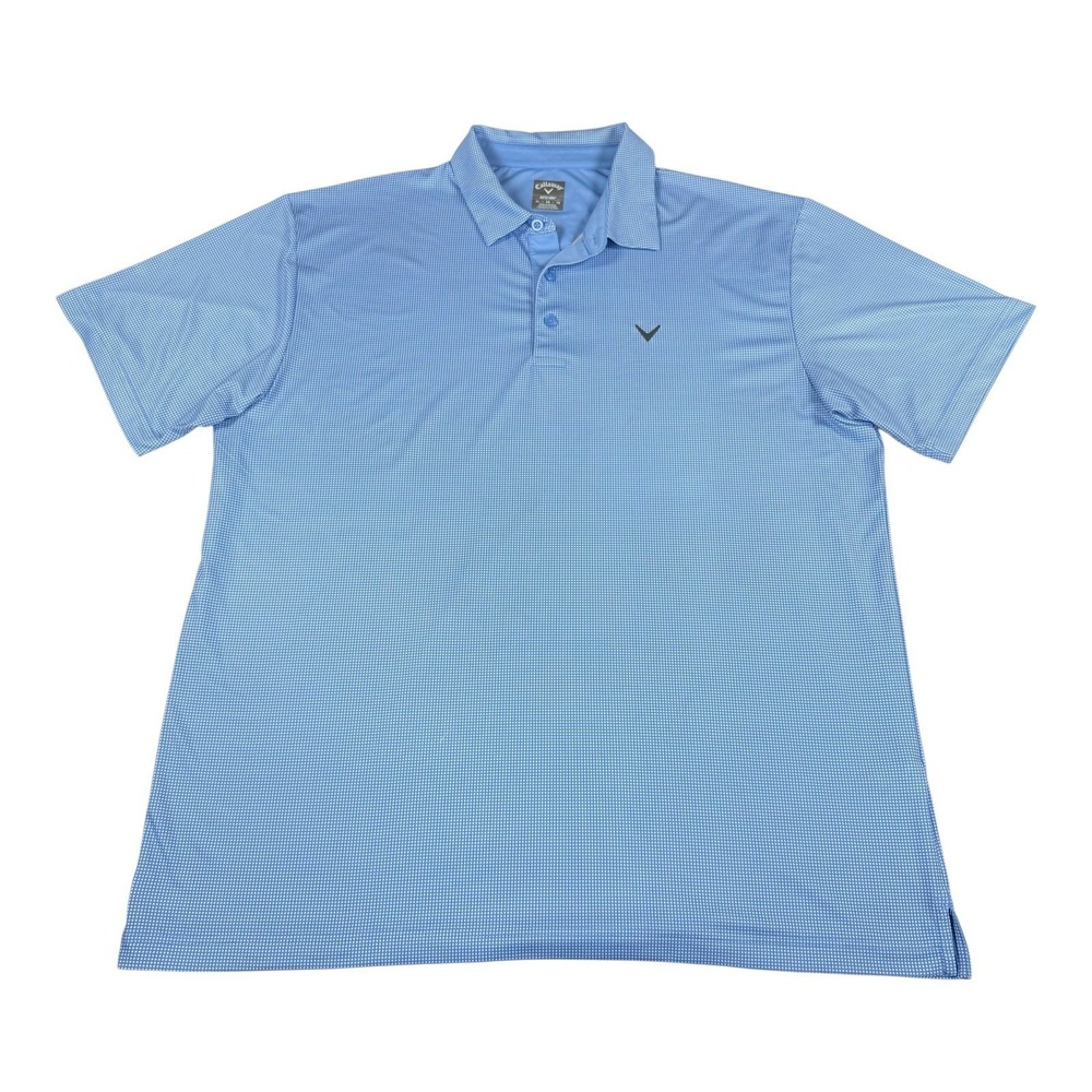 Callaway Opti Dri Golf Polo Shirt Mens XL Blue Micro Check Performance Stretch